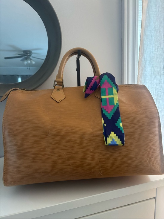 Louis Vuitton Handbags - Louis Vuitton(authenticated)Tan Epi Leather Duffel with Colorful Geometric Strap